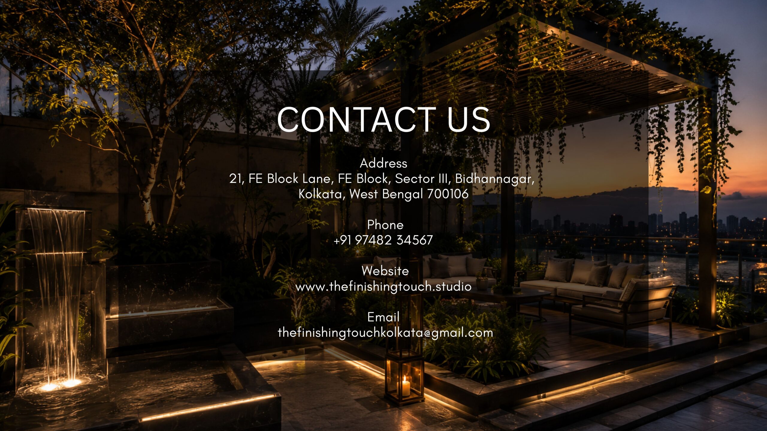 Landscaping Cost in Kolkata (2026): Design, Pergolas, Planters , Garden & Outdoor Light Pricing 9 Contact The Finishing Touch Garden Studio Kolkata